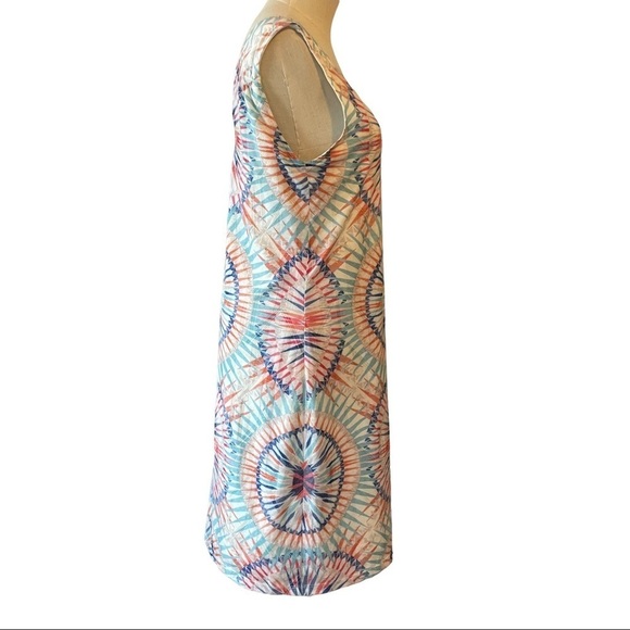 Tribal Jeans sleeveless red white blue circle midi  dress - Picture 8 of 9